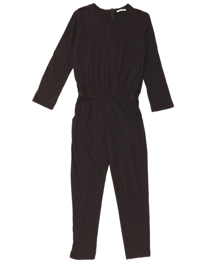 Zara Womens Jumpsuit UK 10 Small Schwarze Baumwolle
