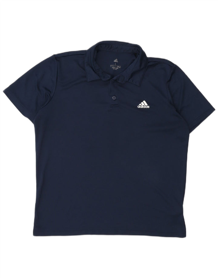 Adidas Mens Aeroready Polo Shirt Large Navy Blue Polyester