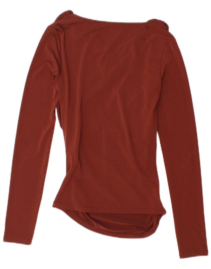Zara Damen Top Langarm UK 8 Small Braun Polyester