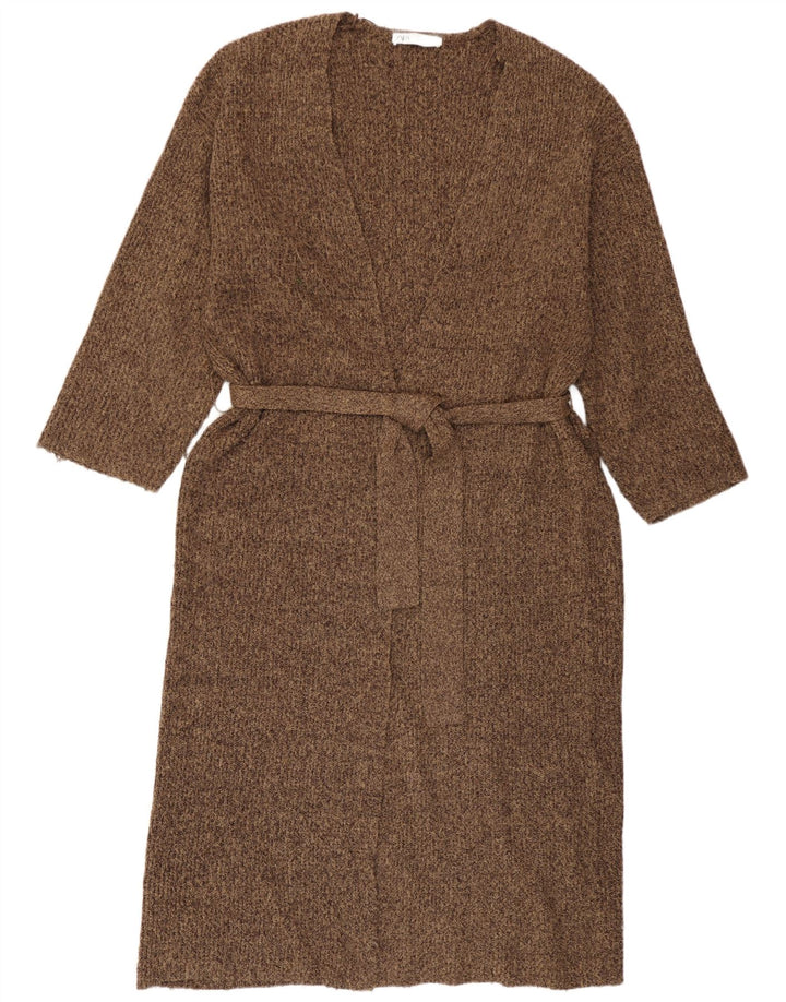 Langer, übergroßer Damen-Cardigan von Zara, Gr. 14, mittelbraun gefleckt