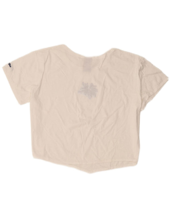 Lotto Damen Crop Graphic T-Shirt Top UK 16 Large Weiße Baumwolle