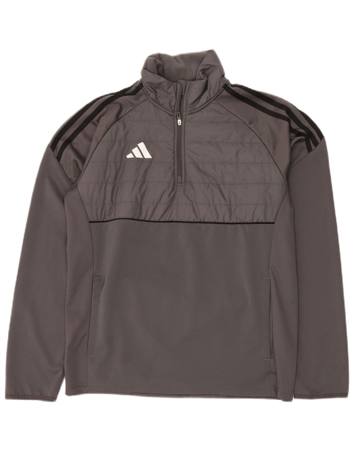 ADIDAS Herren Aeroready Zip Neck Sweatshirt Pullover Small Grau Polyester
