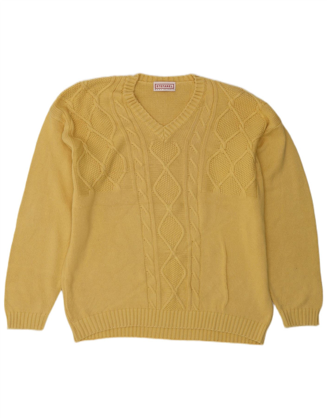 Stefanel Herren-Pullover mit V-Ausschnitt, XL, Gelb