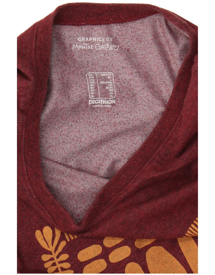 Decathlon Herren T-Shirt mit Grafik, Größe L, Burgunderrot