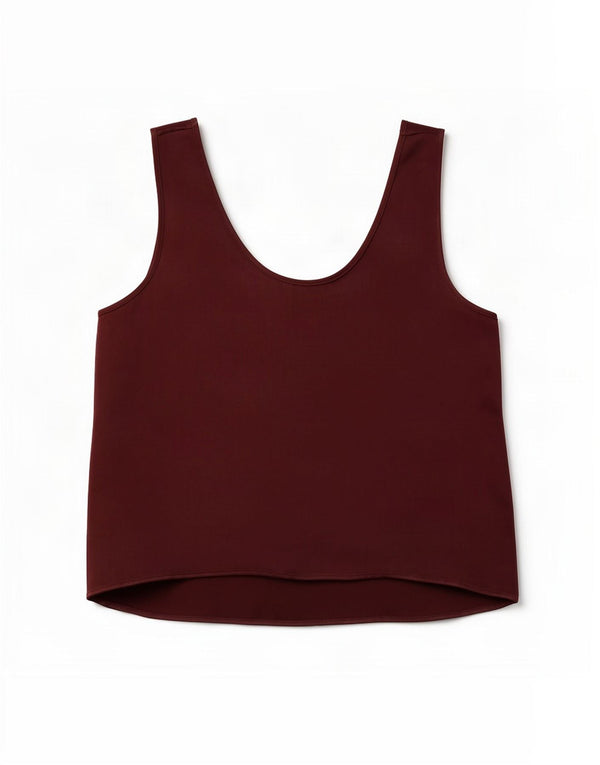 Zara Damen Weste Top UK 14 Medium Burgund Viskose