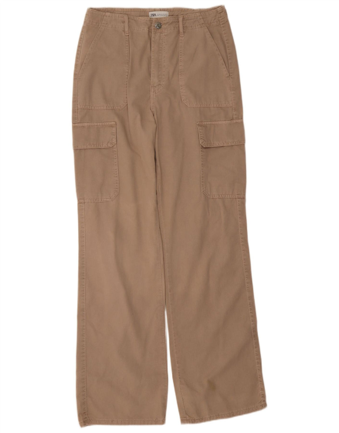Zara Damen gerade Cargohose EU 38 Small W28 L33 Beige
