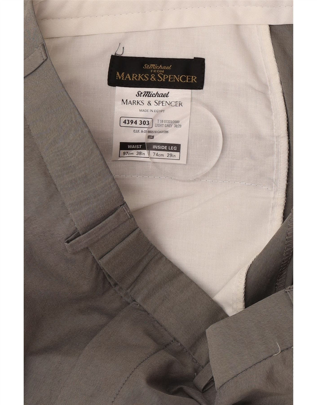 Gerade Herren-Anzughose von Marks & Spencer, W38, L29, graue Baumwolle