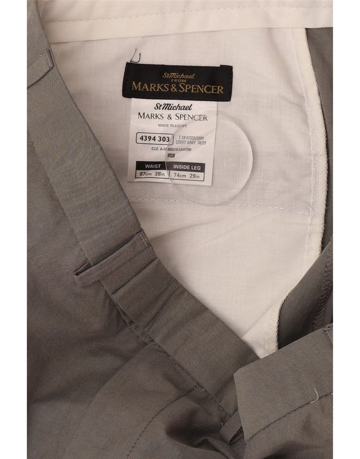 Gerade Herren-Anzughose von Marks & Spencer, W38, L29, graue Baumwolle