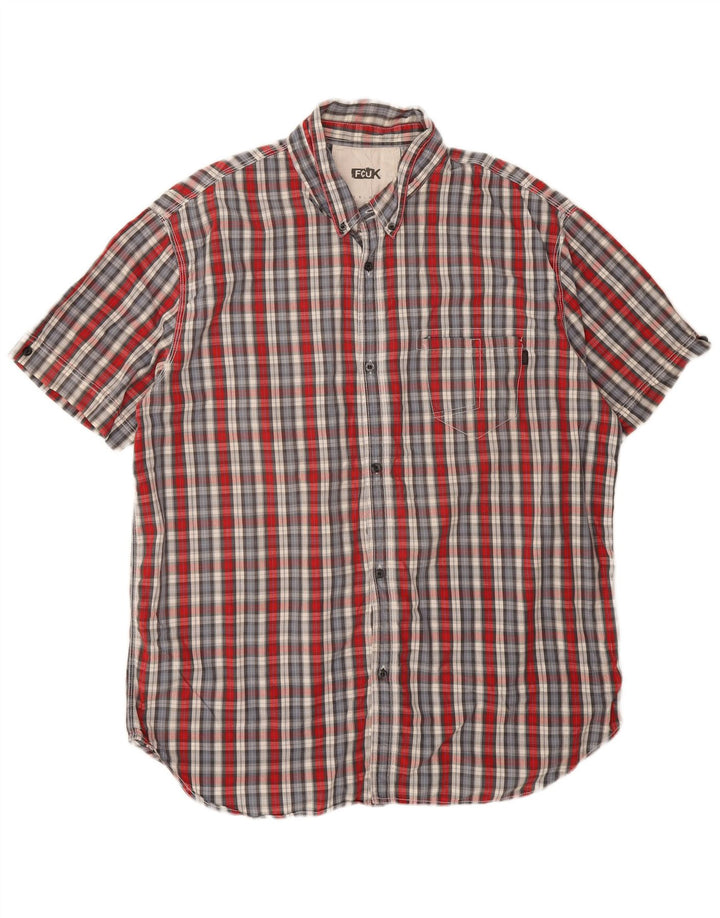 FCUK Mens Short Sleeve Shirt 2XL Multicoloured Check Cotton
