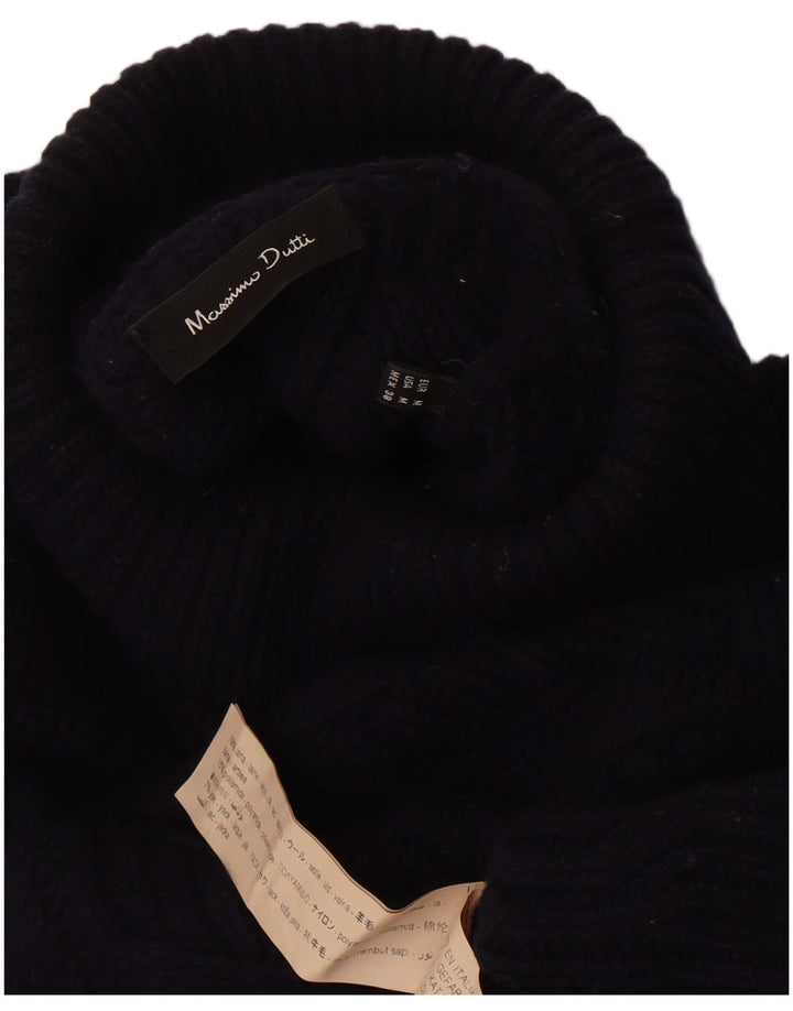 Massimo Dutti Damen-Pullover mit Rollkragen, UK 14, mittelmarineblaue Wolle