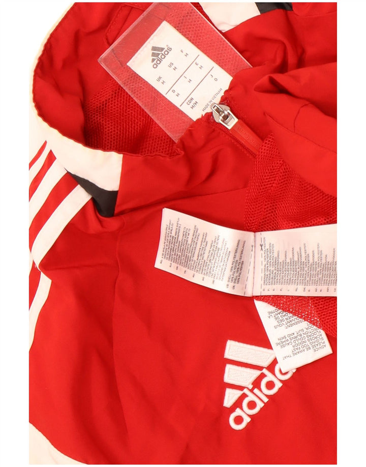 Adidas Herren-Trainingsanzug-Top-Jacke aus mittelrotem Colourblock-Polyester