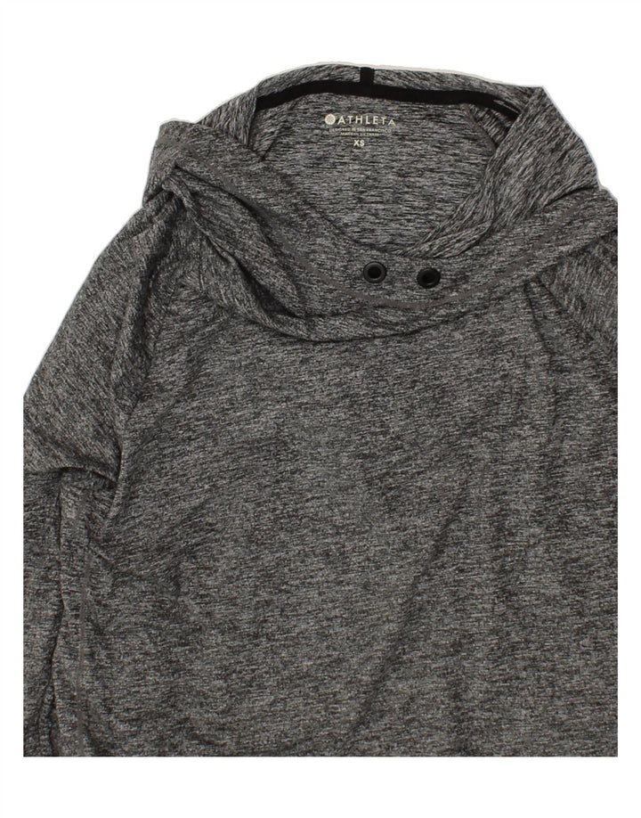 ATHLETA Womens Hooded Top Long Sleeve UK 6 XS Grey Polyester Vintage Athleta and Second-Hand Athleta from Messina Hembry 