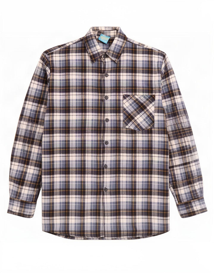 Perth Herren-Flanellhemd, lang, XL, blau kariert, Baumwolle