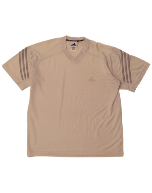 ADIDAS Herren T-Shirt Top UK 42/44 Large Beige Polyester