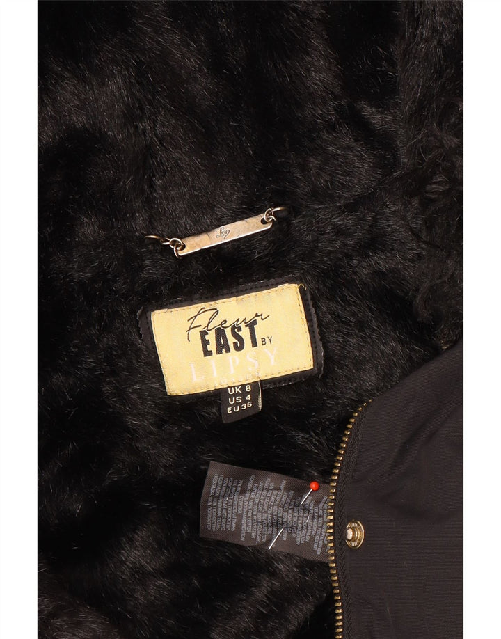 Lipsy Parka-Jacke mit Kapuze für Damen, UK 8, Größe S, Schwarz, Polyester