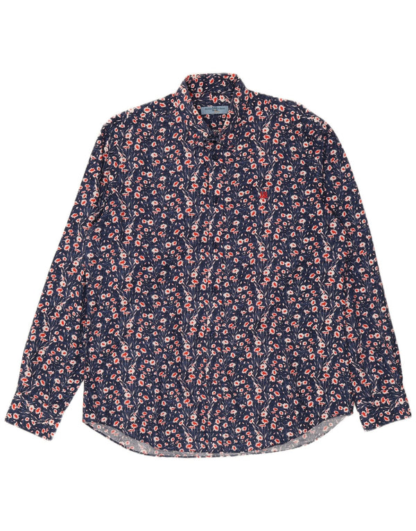 Harmont & Blaine Herrenhemd XL Marineblau mit Blumenmuster aus Baumwolle