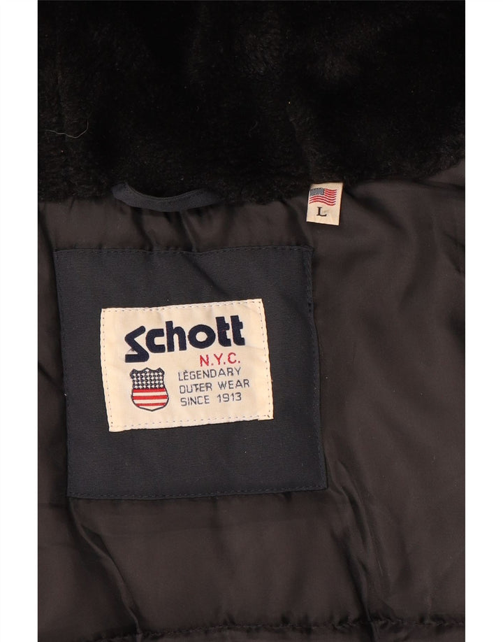 Schott Herren-Duffle-Jacke mit Kapuze, UK 40, Größe L, Marineblau