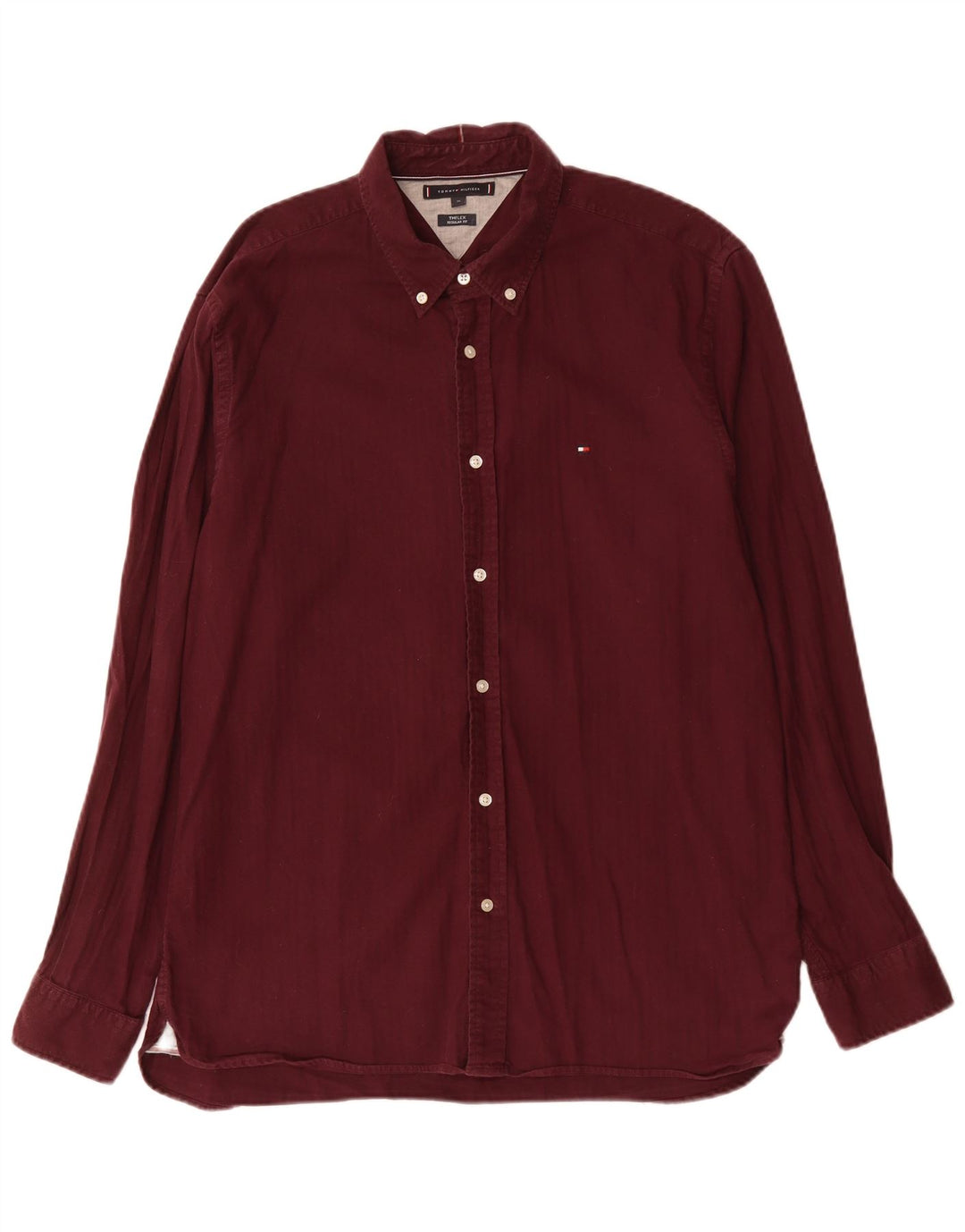 TOMMY HILFIGER Herren Regular Fit Hemd XL Maroon Baumwolle