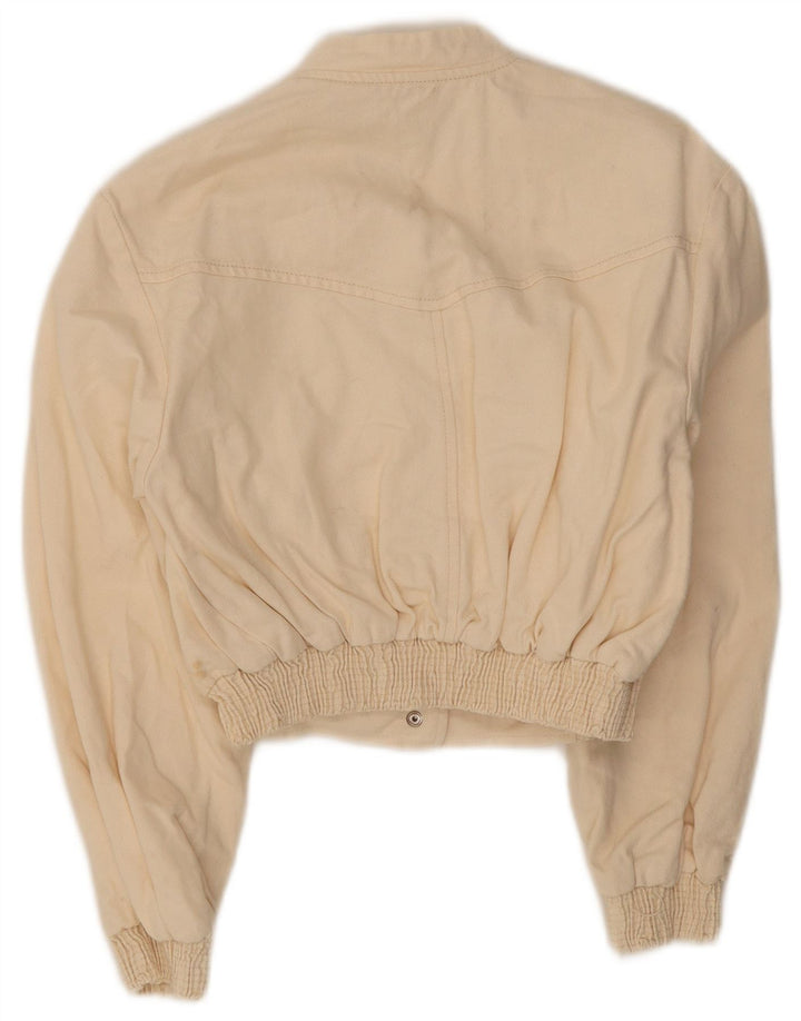 Zara Damen Crop Bomberjacke UK 10 Small Off White