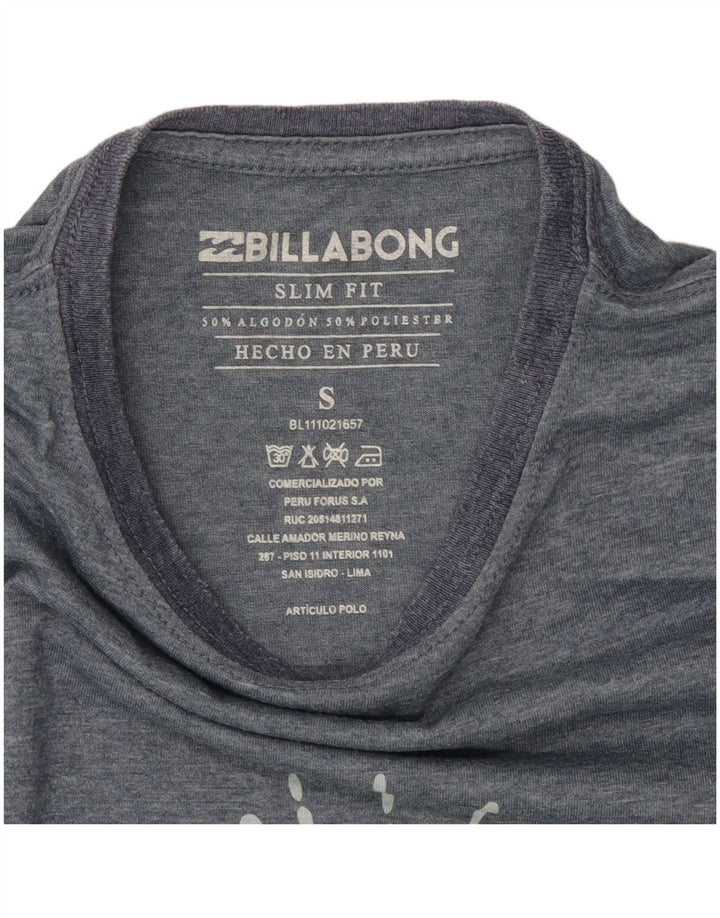 BILLABONG Herren Slim Fit Grafik T-Shirt Top Small Blau Baumwolle