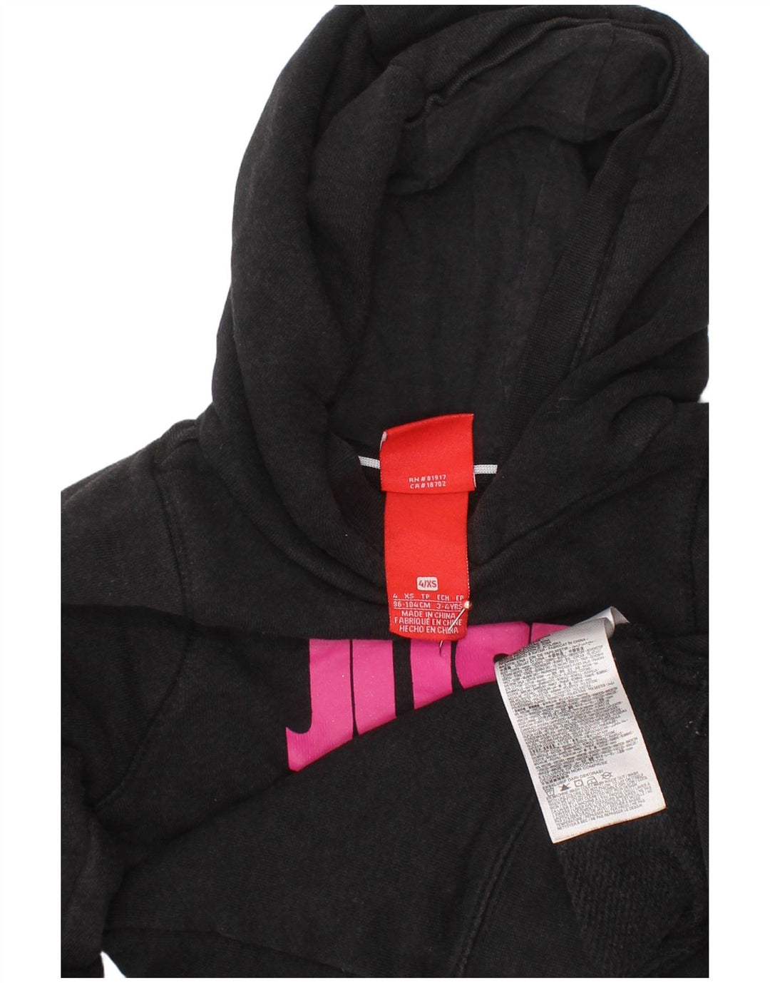 NIKE Mädchen-Kapuzenpullover mit Grafik, 3–4 Jahre, XS, graue Baumwolle