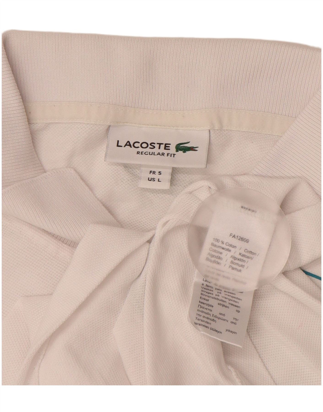 LACOSTE Herren-Poloshirt mit grafischer regulärer Passform, Größe 5, große weiße Baumwolle