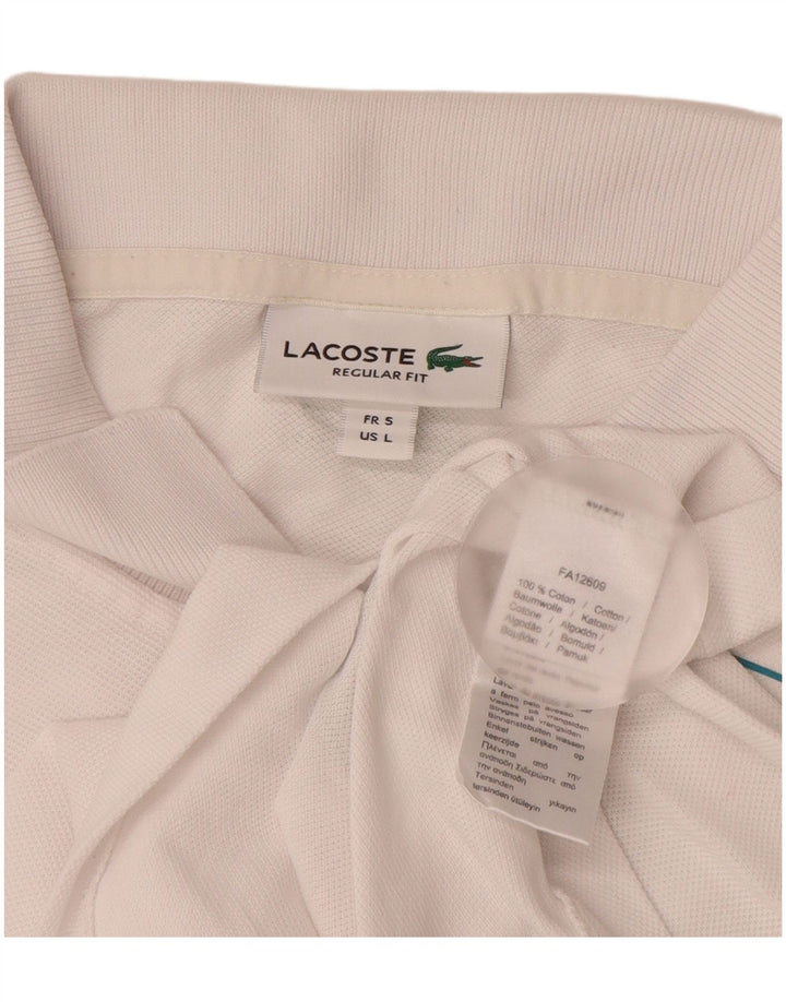 LACOSTE Herren-Poloshirt mit grafischer regulärer Passform, Größe 5, große weiße Baumwolle