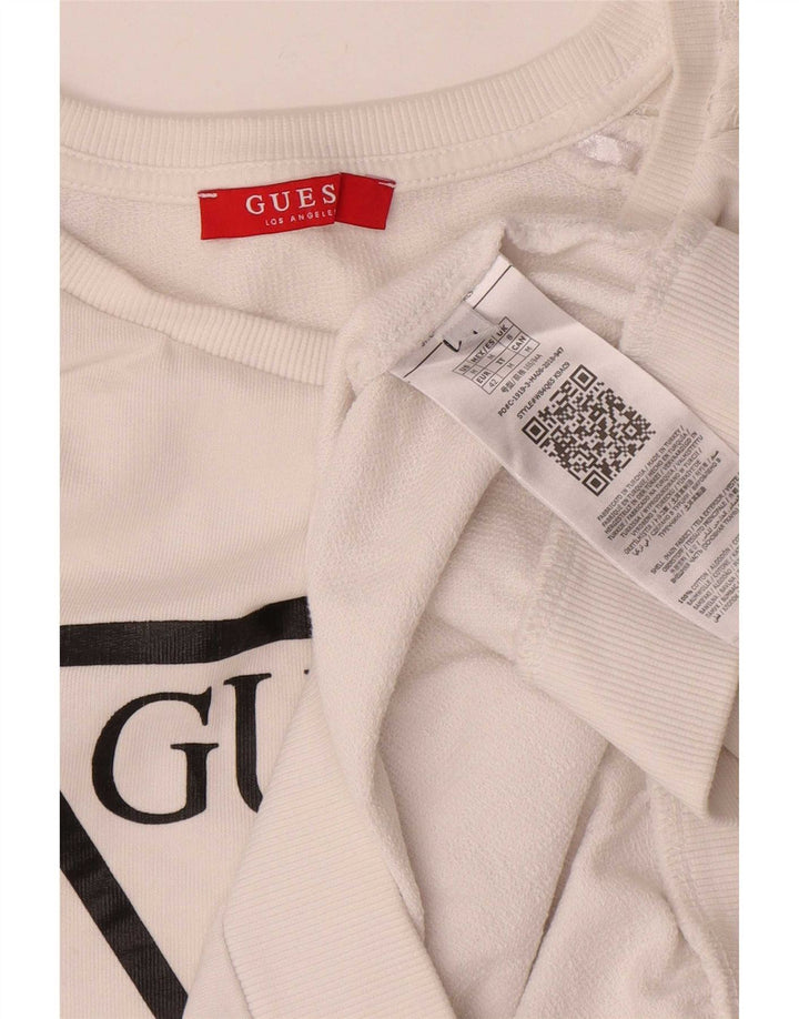 Guess Grafik-Sweatshirtpullover für Damen, Gr. 8, Größe S, Weiß, Polyamid