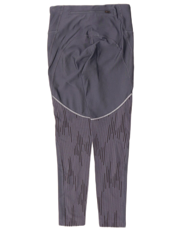 Under Armour Damen Heat Gear Crop Leggings UK 8 Small Marineblau gestreift