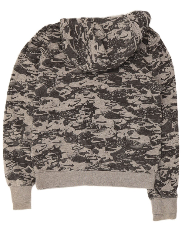 Nike Womens Graphic Hoodie Pullover UK 8/10 Small Graue Baumwolle