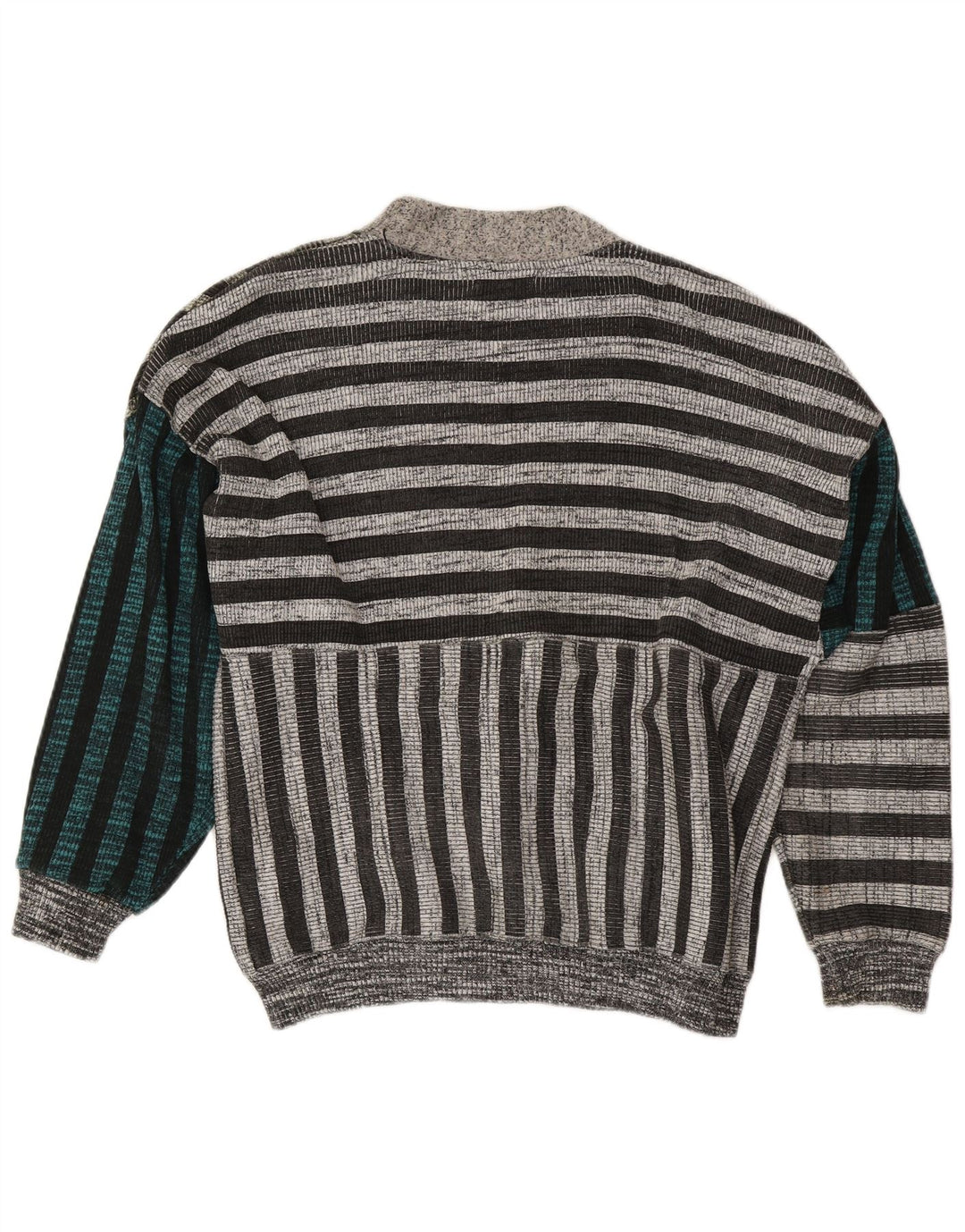 La Squadra Herren-Cardigan, groß, grau gestreift, Baumwolle