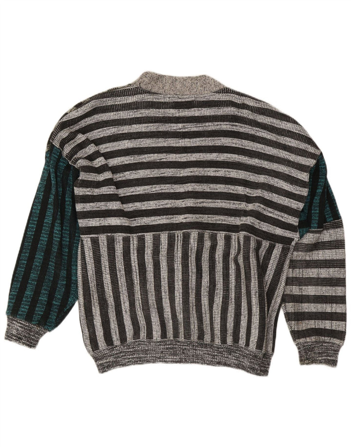 La Squadra Herren-Cardigan, groß, grau gestreift, Baumwolle
