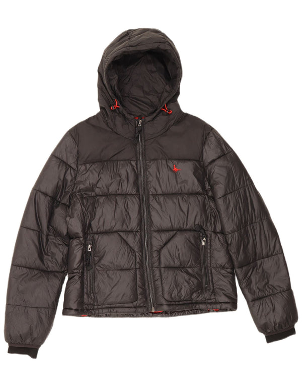Jack Wills Wattierte Damenjacke mit Kapuze, UK 12, Mittelschwarz, Polyamid
