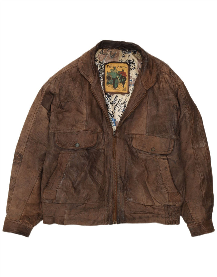 Pierce Arrow Herren Lederjacke IT 56 3XL Braunes Leder
