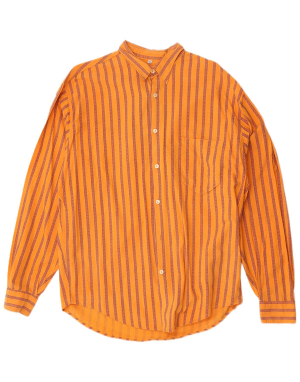 Vintage Herrenhemd XL Orange gestreift aus Baumwolle