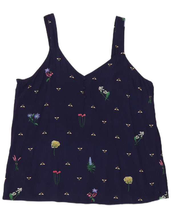 Joules Womens Abstract Pattern Cami Top UK 20 2XL Marineblaue Viskose