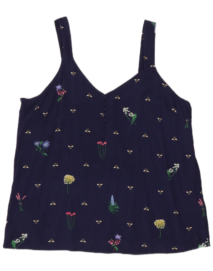 Joules Womens Abstract Pattern Cami Top UK 20 2XL Marineblaue Viskose