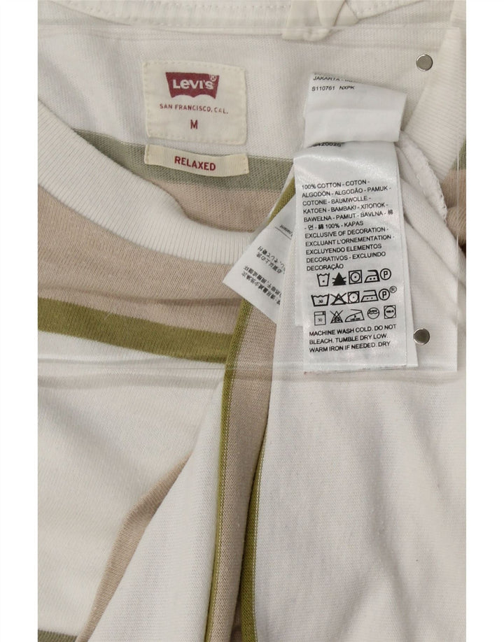 LEVI'S Mens Relaxed Fit Top Long Sleeve Medium Beige Striped Cotton Vintage Levi's and Second-Hand Levi's from Messina Hembry 