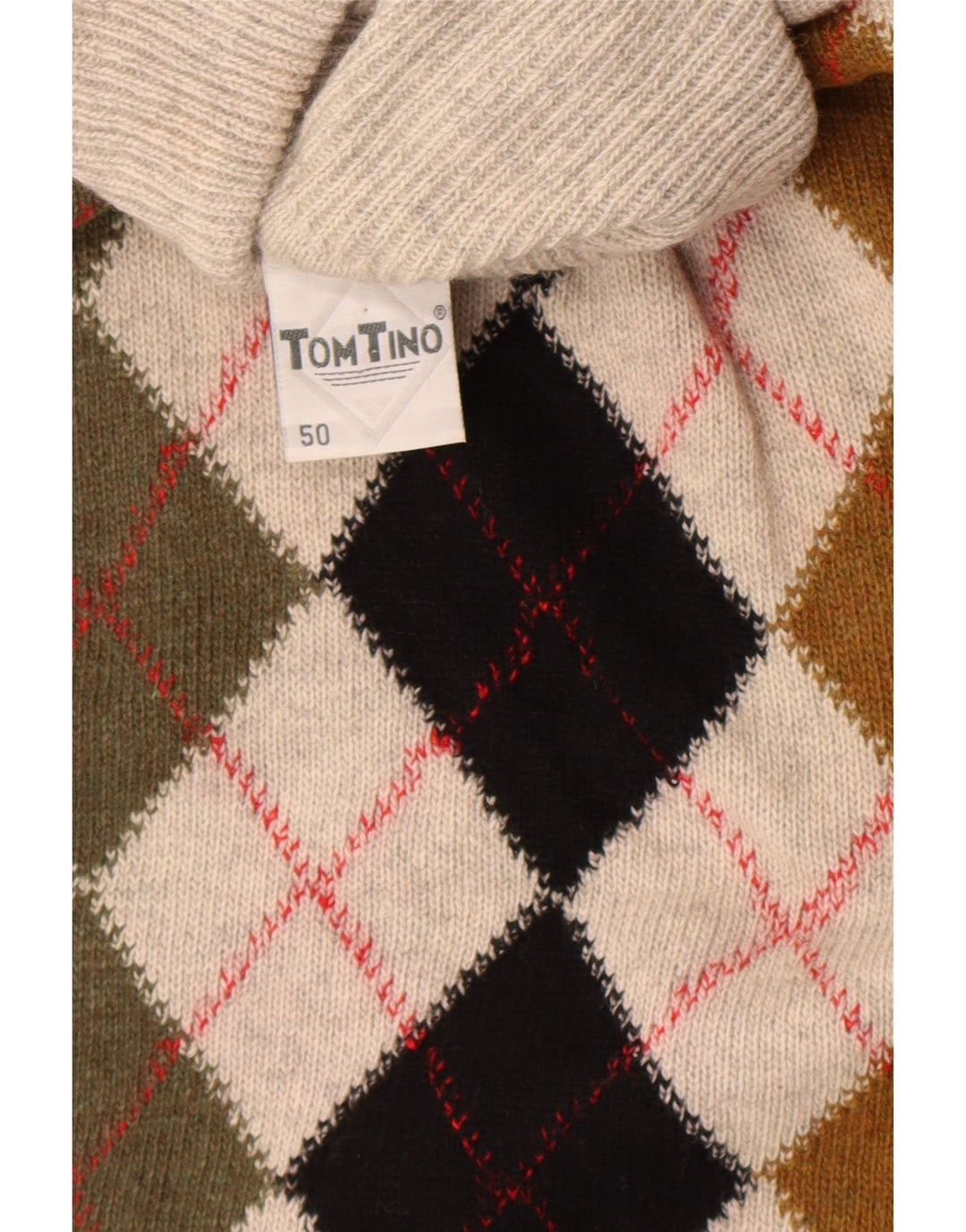 Tom Tino Herren Rollkragenpullover Pullover IT 50 Mittelgrau Argyle/Diamant