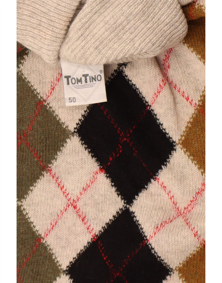 Tom Tino Herren Rollkragenpullover Pullover IT 50 Mittelgrau Argyle/Diamant