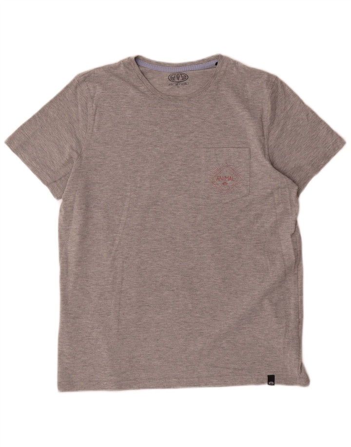 Animal-Grafik-T-Shirt-Oberteil für Herren aus mittelgrauer Baumwolle