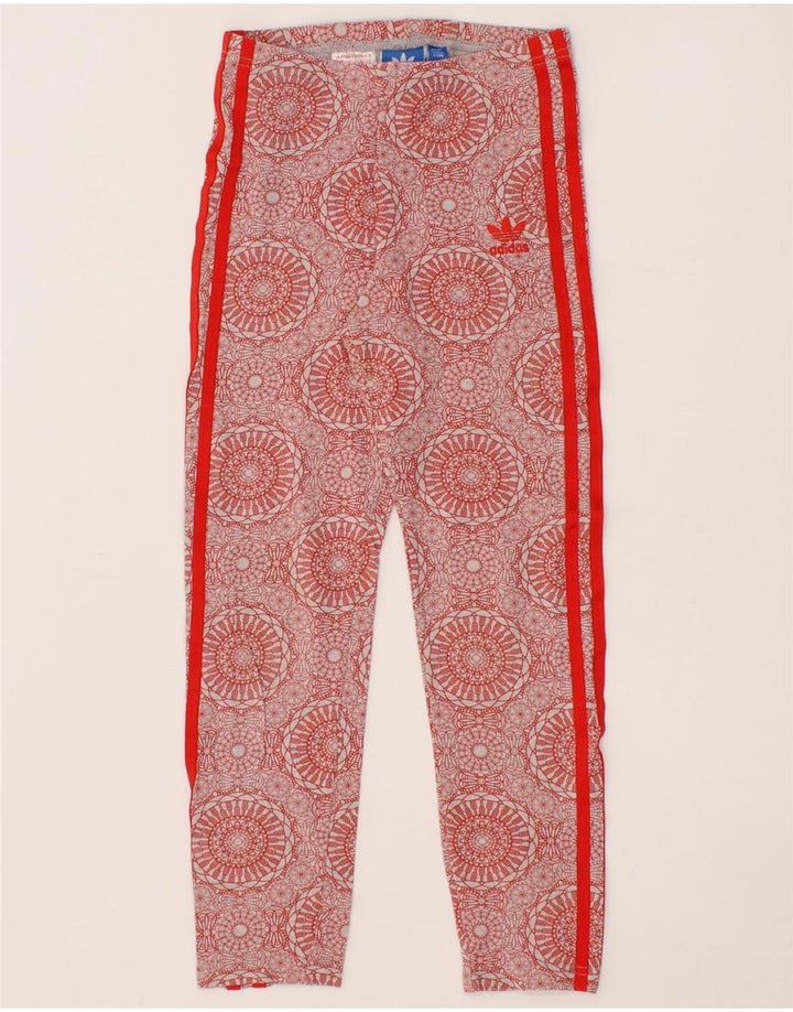 ADIDAS Girls Abstract Pattern Leggings 10-11 Years  Red Cotton Vintage Adidas and Second-Hand Adidas from Messina Hembry 