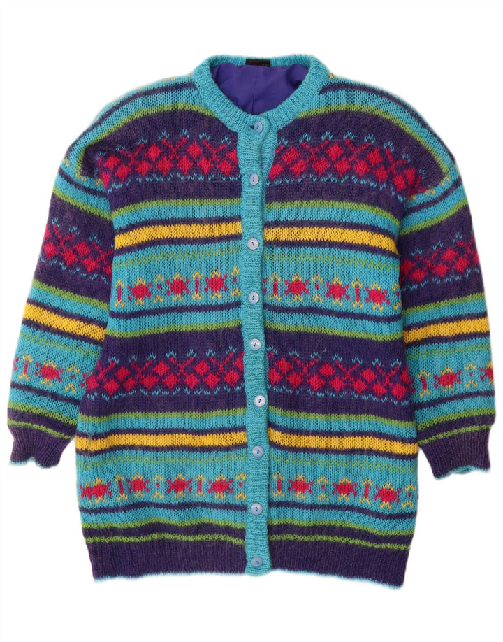 Vintage Damen Cardigan Pullover UK 14 Medium Mehrfarbig Fair Isle