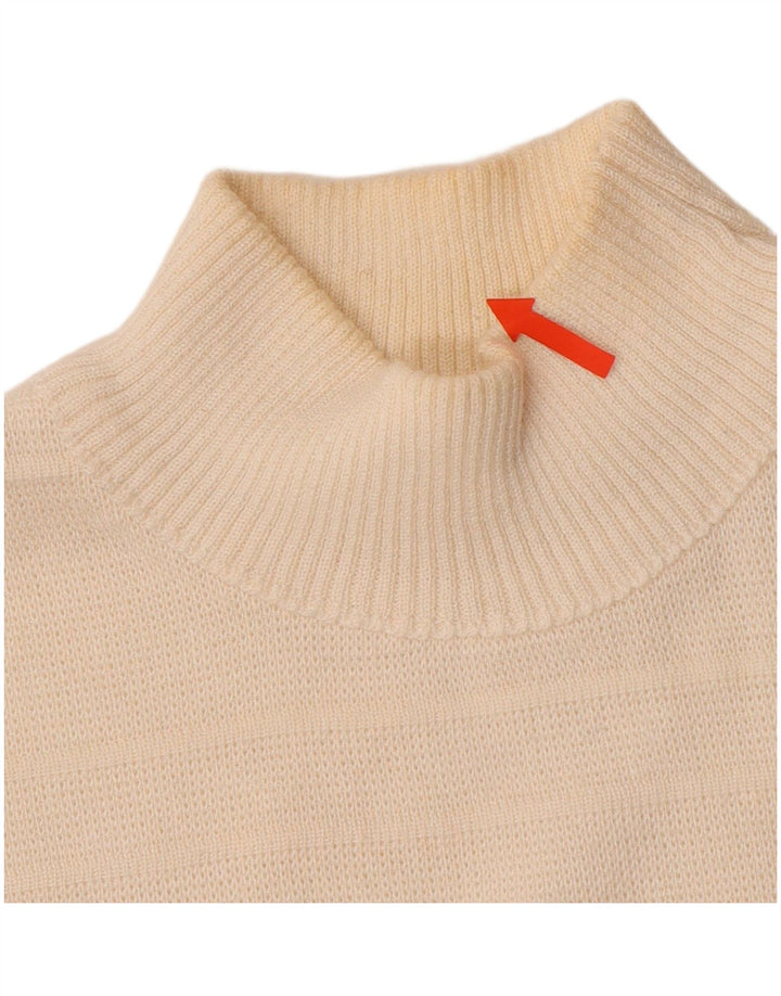 VINTAGE Damen Rollkragenpullover Pullover UK 16 Large Weiß