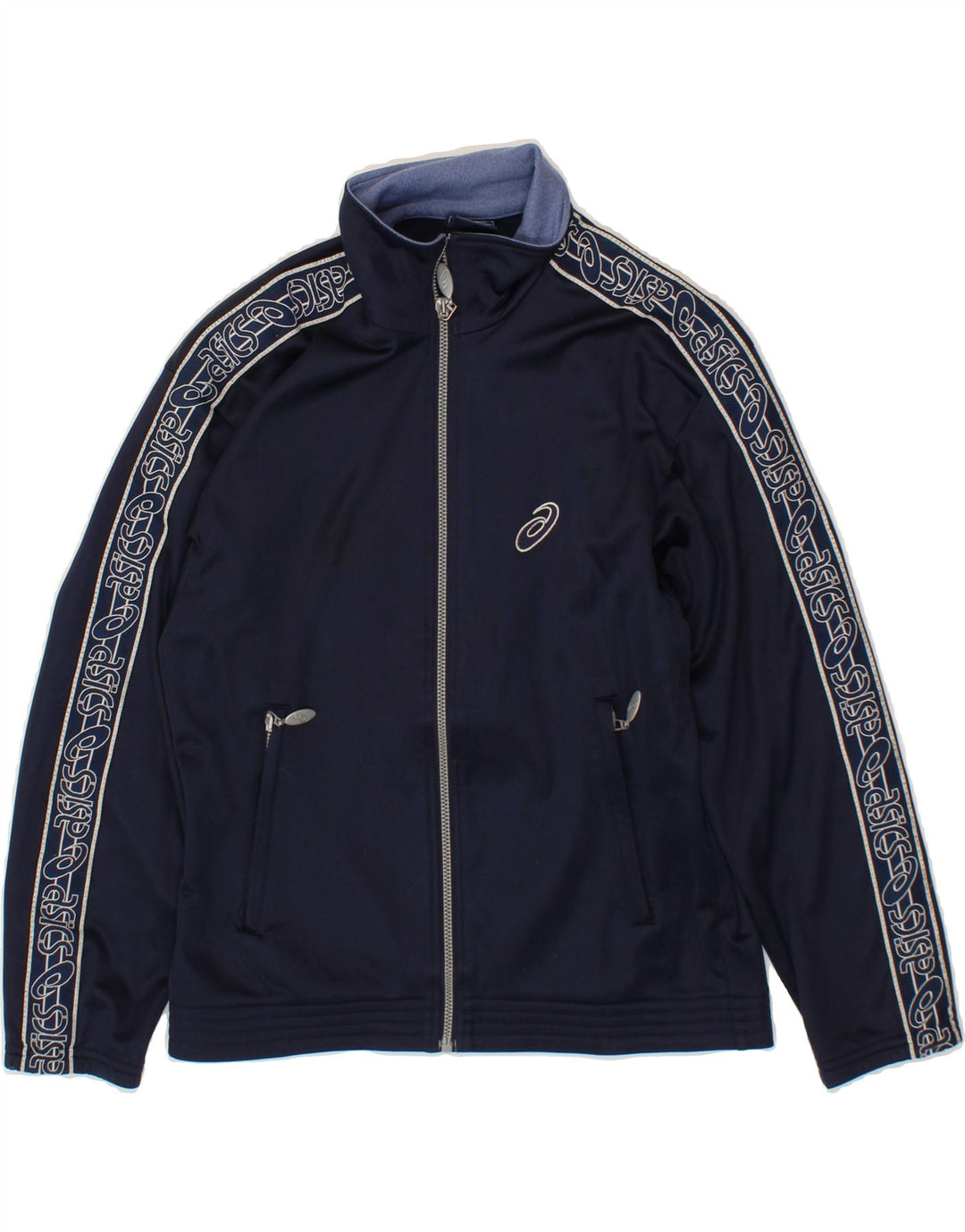 ASICS Boys Graphic Tracksuit Top Jacket 11-12 Years Navy Blue Vintage Asics and Second-Hand Asics from Messina Hembry 
