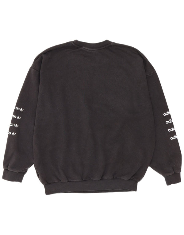 Adidas Womens Graphic Oversized Sweatshirt Pullover UK 16 Große schwarze Baumwolle