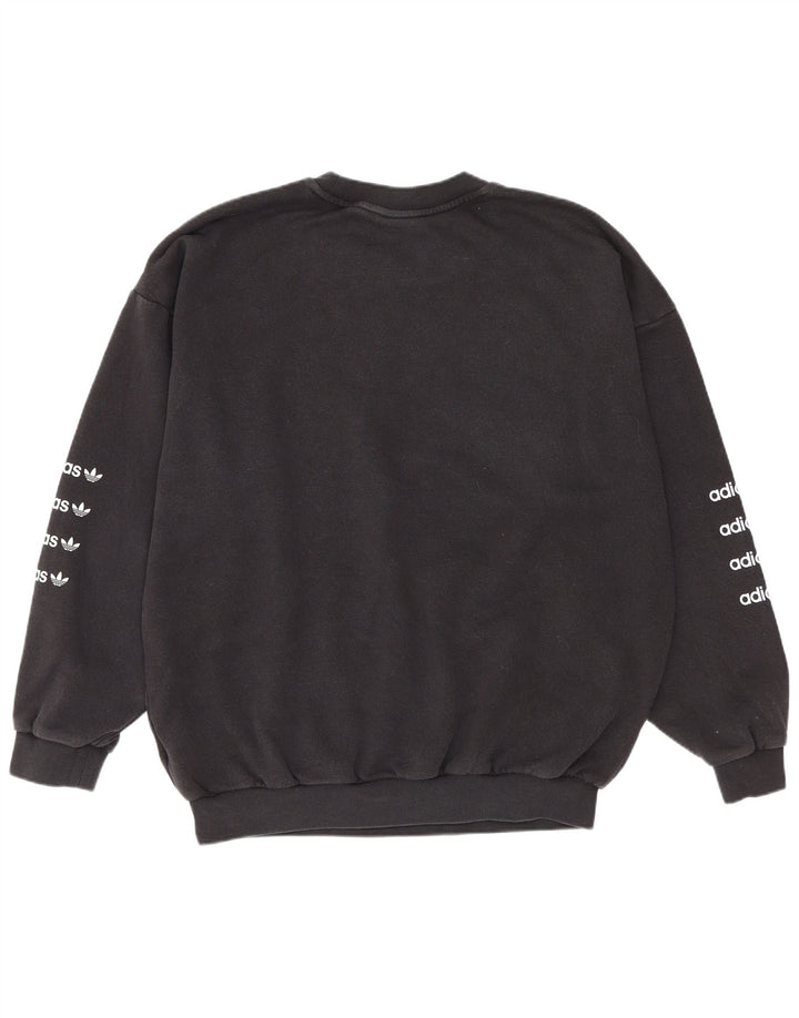 Adidas Womens Graphic Oversized Sweatshirt Pullover UK 16 Große schwarze Baumwolle