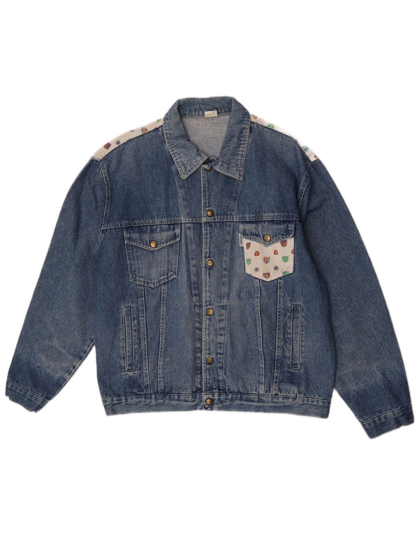CLARK Herren Jeansjacke UK 40 Large Blue Patchwork