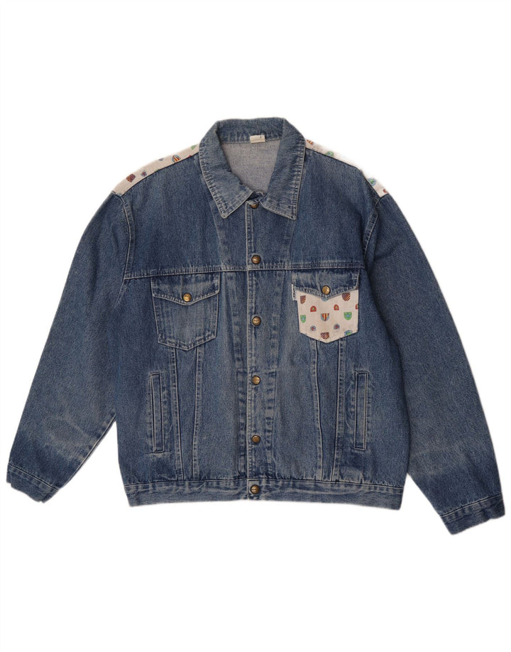 CLARK Herren Jeansjacke UK 40 Large Blue Patchwork