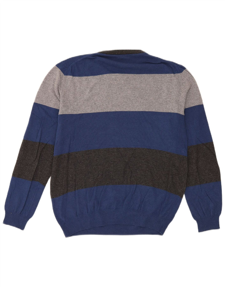 Harmont & Blaine Herren-Pullover mit Rundhalsausschnitt, groß, blau gestreift, Polyamid